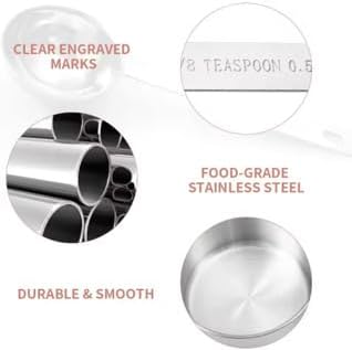 Premium No Rust 10-Piece Stainless Steel Measuring Cups & Spoons Set, Cups and Spoons, Kitchen Gadgets for Cooking & Baking, Easy To Read No Fading Engraved Measurements, & Stackable Design