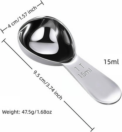 1 Tbsp(15ml) Coffee Scoop,Stainless Steel Measuring Spoons for Coffee,Protein Powder,Sugar,Easy Read Laser Engraved Mark,Short Handle Fits in Container,Rust-Resistant,Drop-Resistant (1T 15ml)