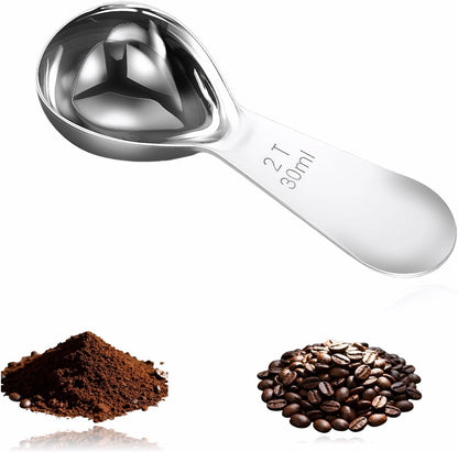 1 Tbsp(15ml) Coffee Scoop,Stainless Steel Measuring Spoons for Coffee,Protein Powder,Sugar,Easy Read Laser Engraved Mark,Short Handle Fits in Container,Rust-Resistant,Drop-Resistant (1T 15ml)