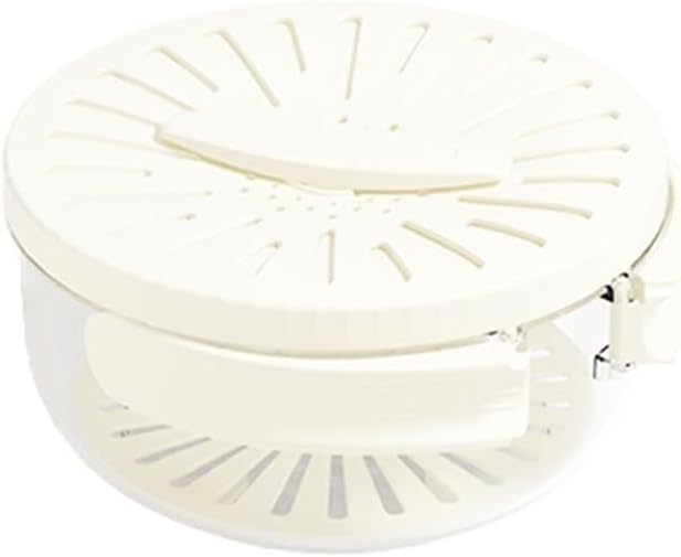 Quick Drain Fruit and Vegetable Washer Bowl with Lid, Clear Glass Container, White Perforated Cover