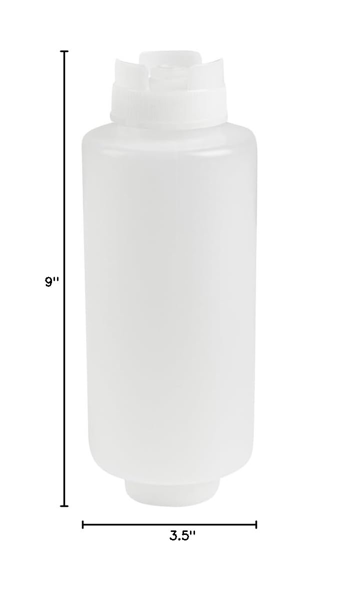 Restaurantware 32oz. FIFO Inverted Plastic Squeeze Bottle with Refill and Dispensing Lids - First In First Out - Perfect for Restaurants Catering and Food Trucks - 1ct box