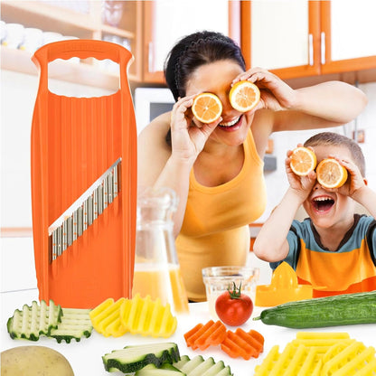 by Reston Lloyd Wave-Waffle XXL Power Line • Crinkle Cut/Spirelli Vegetable Slicer • Slicer for Wave Waffle Cut Vegetables • Wavy French Fries • Made in Germany, Orange