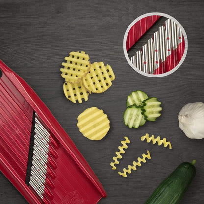 by Reston Lloyd Wave-Waffle XXL Power Line • Crinkle Cut/Spirelli Vegetable Slicer • Slicer for Wave Waffle Cut Vegetables • Wavy French Fries • Made in Germany, Orange