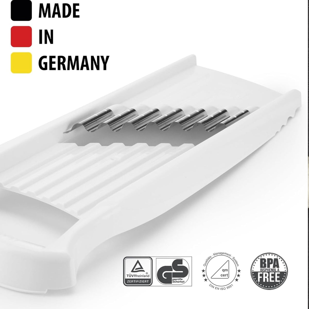 by Reston Lloyd Wave-Waffle XXL Power Line • Crinkle Cut/Spirelli Vegetable Slicer • Slicer for Wave Waffle Cut Vegetables • Wavy French Fries • Made in Germany, Orange