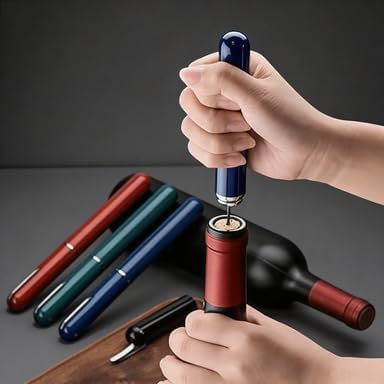 IPEROT Wine Bottle Opener, IPEROT Air Pressure Wine Corkscrew With Cutting Wine Bottle Foil Knife, Effortlessly Open Wine Bottles Without Damaging Corks, Easy-to-Use(Red)