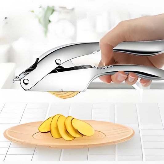 2-in-1 Stainless Steel Garlic Press & Ginger Slicer with Ergonomic Handle | Heavy Duty Stainless Steel, Ergonomic Handle, Garlic Mincer with Slicer Function, Dishwasher Safe, For Garlic, Ginger, Nuts