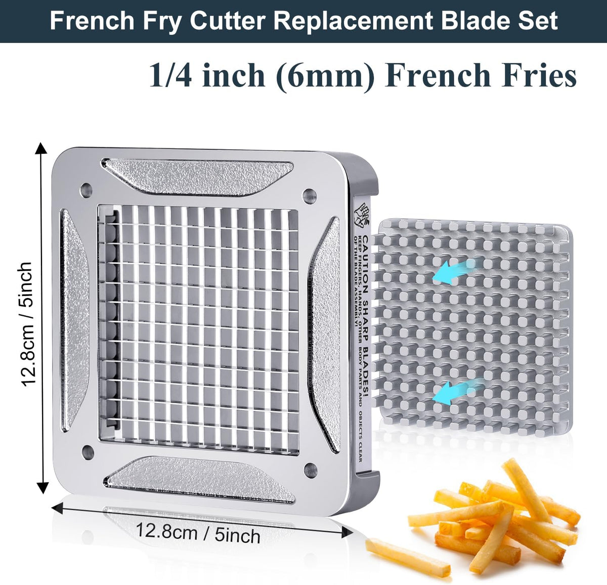 French Fry Cutter, Professional Potato Cutter Stainless Steel with 3/8-Inch and 1/4-Inch Blade Great for Potatoes Carrots Cucumbers