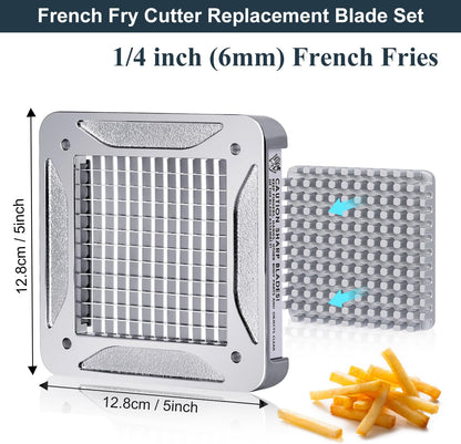 French Fry Cutter, Professional Potato Cutter Stainless Steel with 3/8-Inch and 1/4-Inch Blade Great for Potatoes Carrots Cucumbers