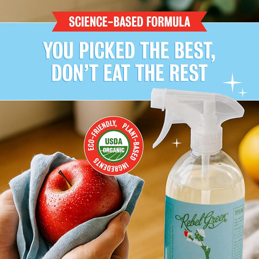 Fruit & Veggie Clean, Plant-Derived Produce Cleaner | Natural Fruit and Vegetable Wash with No Aftertaste, Dirt & Grime Removal, Half Gallon Refill Bottle