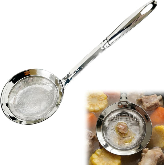 Fine Mesh Stainless Steel Colander - 2024 Upgrade Extra Fine Strainer With Handle, Sieve Spoon for Oil Filter, Food Strainer Kitchen Gadget (Large)