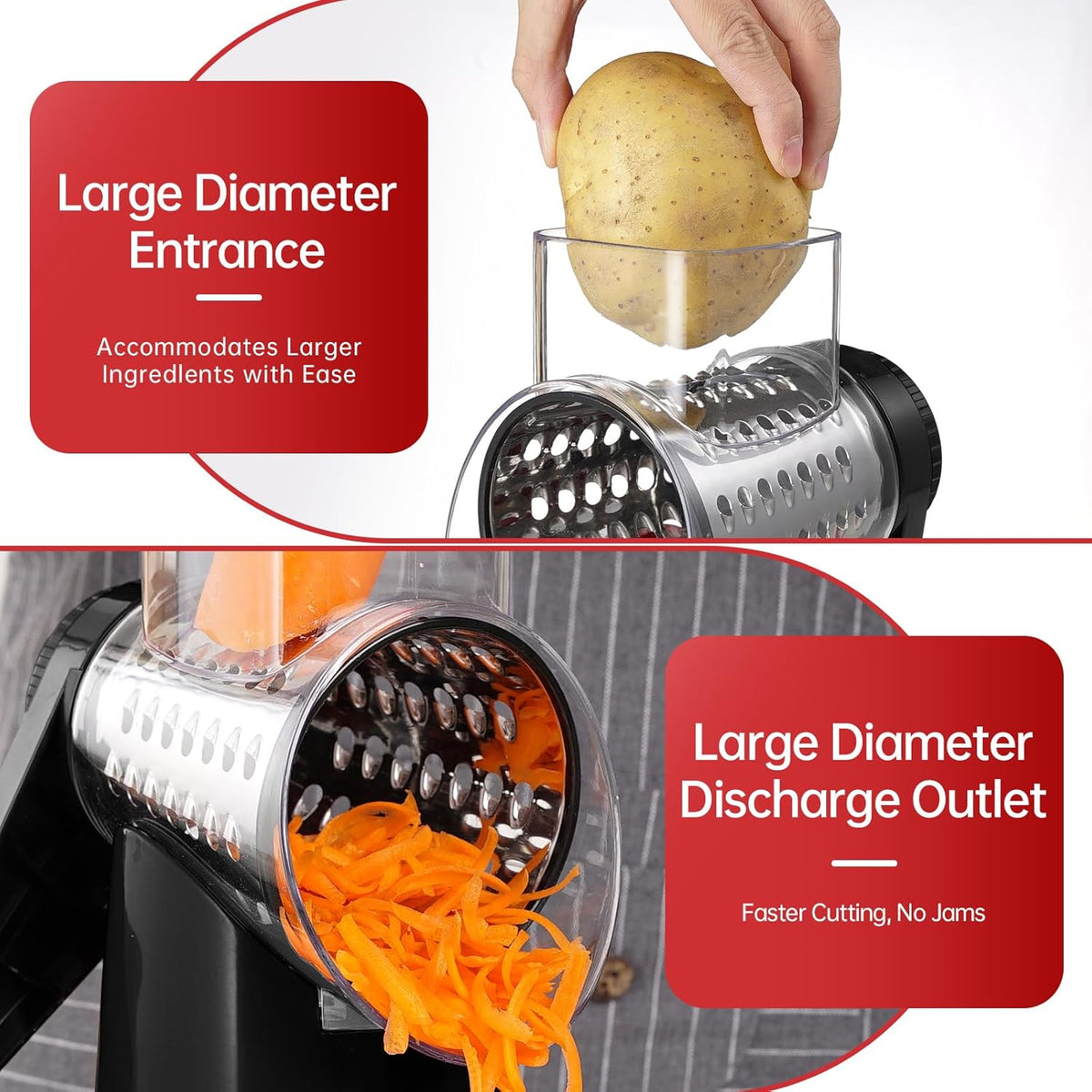 Rotary Hand Crank Cheese Grater,Cheese Shredder Vegetable Slicer(Black)