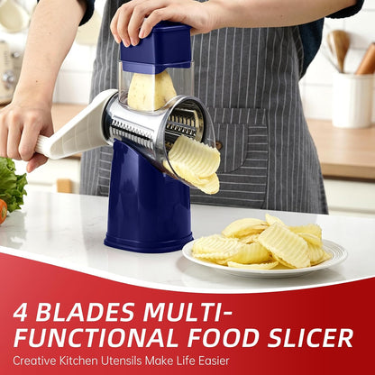 Rotary Hand Crank Cheese Grater,Cheese Shredder Vegetable Slicer(Black)