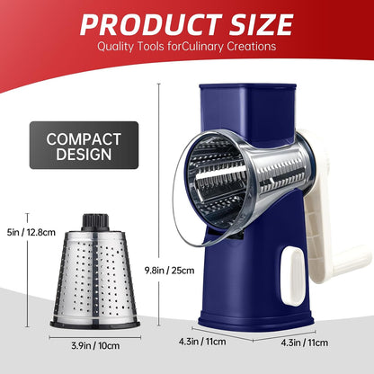 Rotary Hand Crank Cheese Grater,Cheese Shredder Vegetable Slicer(Black)