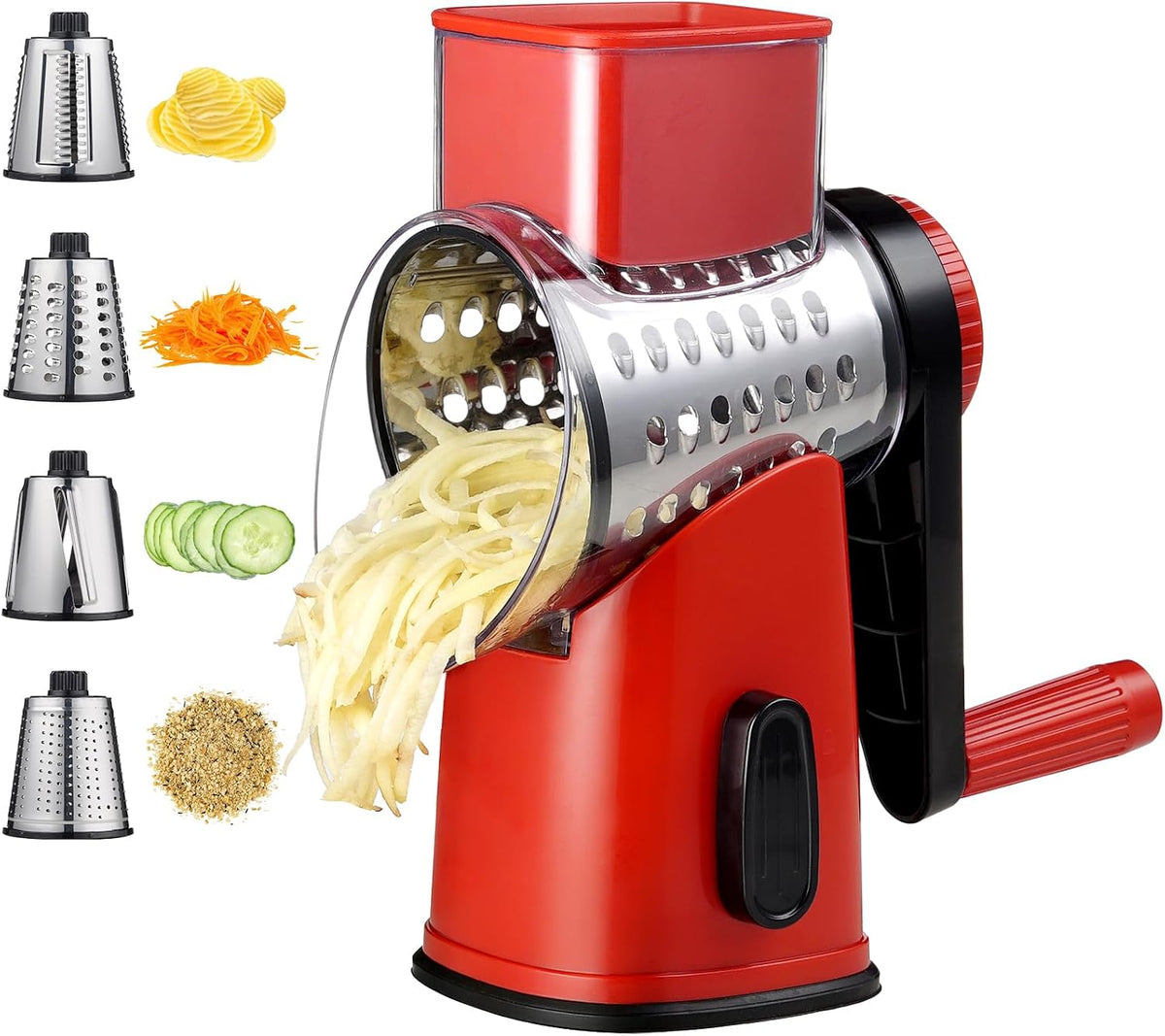 Rotary Hand Crank Cheese Grater,Cheese Shredder Vegetable Slicer(Black)