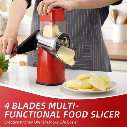 Rotary Hand Crank Cheese Grater,Cheese Shredder Vegetable Slicer(Black)