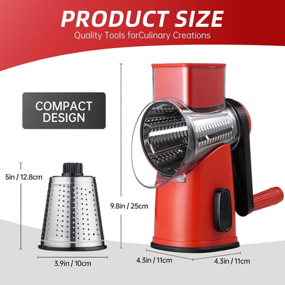 Rotary Hand Crank Cheese Grater,Cheese Shredder Vegetable Slicer(Black)