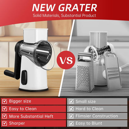 Rotary Hand Crank Cheese Grater,Cheese Shredder Vegetable Slicer(Black)