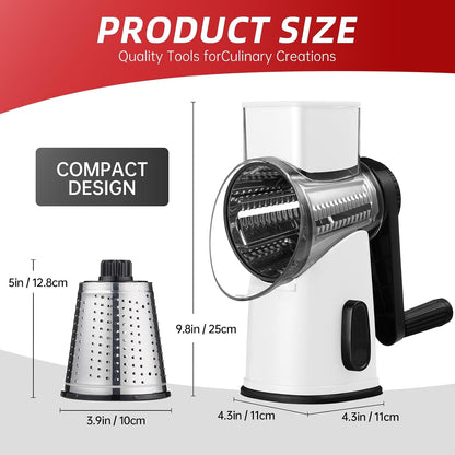 Rotary Hand Crank Cheese Grater,Cheese Shredder Vegetable Slicer(Black)