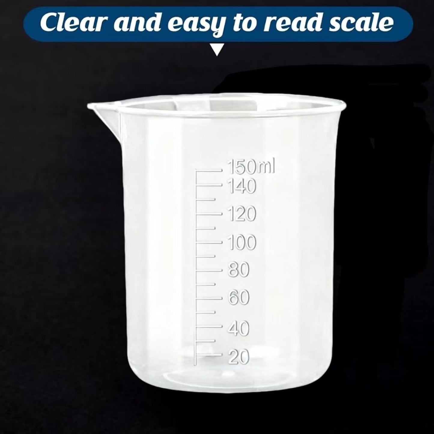 Plastic Measuring Cups, 100ml, Set of 15, for Liquid Measurement and Scientific Experiments
