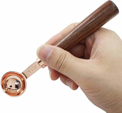 1 Teaspoon Coffee Scoop, 5 ml, Wooden with Long Handle | Measuring Spoon, For Coffee Bean, For Tea, Powder, Spices