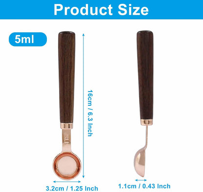 1 Teaspoon Coffee Scoop, 5 ml, Wooden with Long Handle | Measuring Spoon, For Coffee Bean, For Tea, Powder, Spices