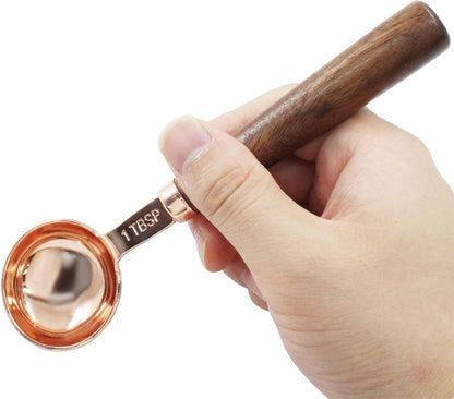 1 Teaspoon Coffee Scoop, 5 ml, Wooden with Long Handle | Measuring Spoon, For Coffee Bean, For Tea, Powder, Spices