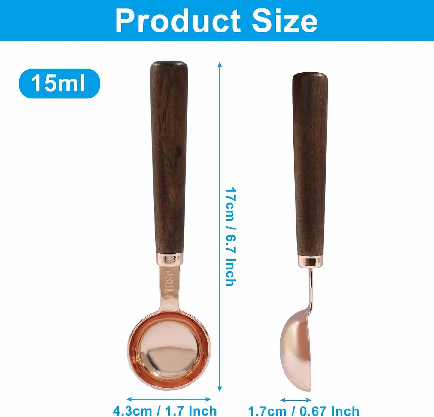 1 Teaspoon Coffee Scoop, 5 ml, Wooden with Long Handle | Measuring Spoon, For Coffee Bean, For Tea, Powder, Spices