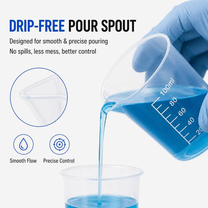 4 Pcs 100ml/3.4oz Plastic Graduated Cup Clear Measuring Cup Multipurpose Mixing Cups for Kitchen Cooking Medicine Measure Tool