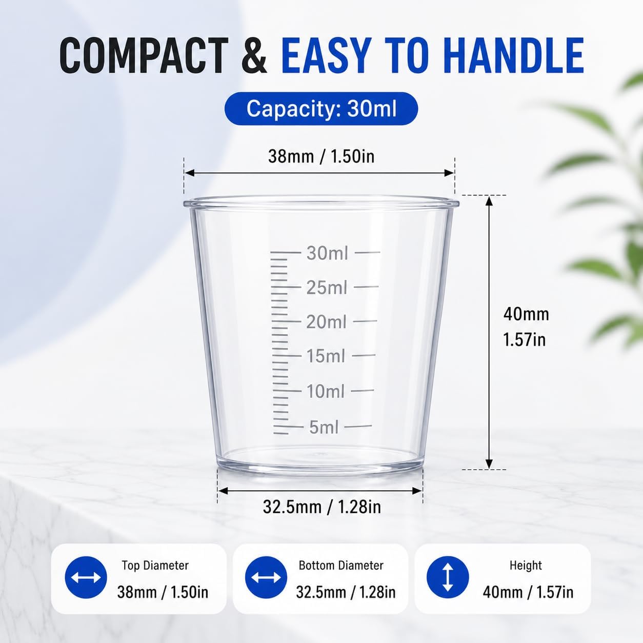 4 Pcs 100ml/3.4oz Plastic Graduated Cup Clear Measuring Cup Multipurpose Mixing Cups for Kitchen Cooking Medicine Measure Tool