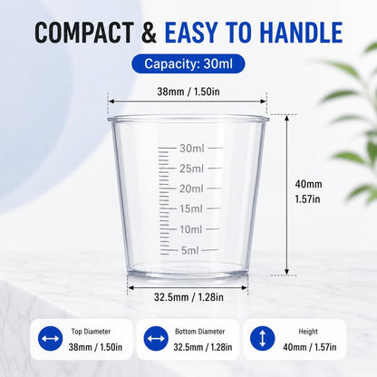 4 Pcs 100ml/3.4oz Plastic Graduated Cup Clear Measuring Cup Multipurpose Mixing Cups for Kitchen Cooking Medicine Measure Tool