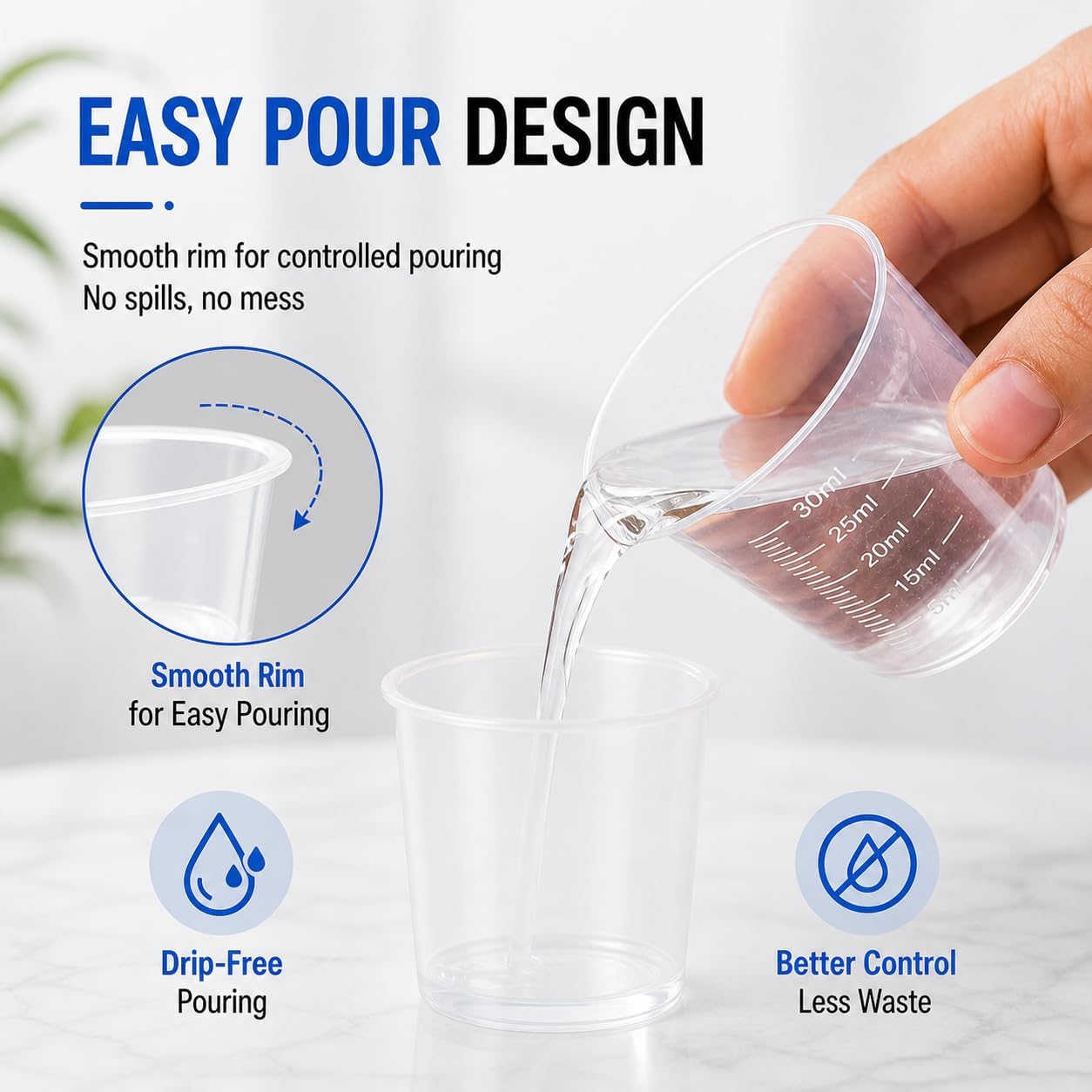 4 Pcs 100ml/3.4oz Plastic Graduated Cup Clear Measuring Cup Multipurpose Mixing Cups for Kitchen Cooking Medicine Measure Tool