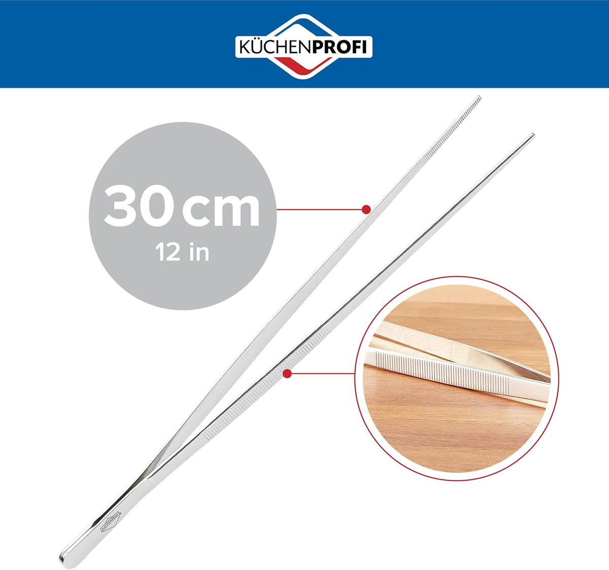 Küchenprofi 12-Inch Tweezer Tongs in 18/10 Stainless Steel