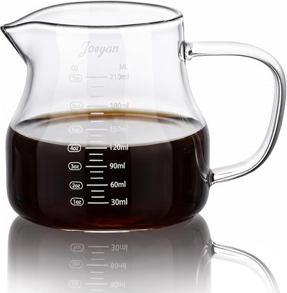 Joeyan Espresso Cups 7 oz, Gray Glass Measuring Cup, Espresso Accessories