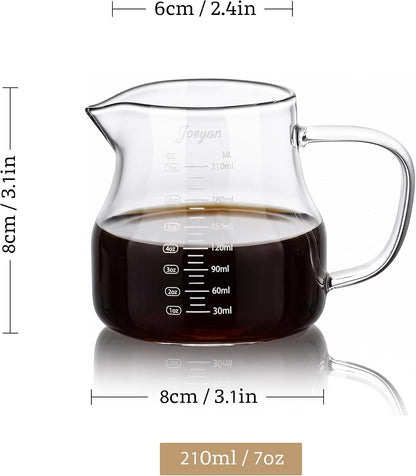 Joeyan Espresso Cups 7 oz, Gray Glass Measuring Cup, Espresso Accessories