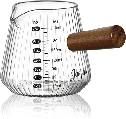 Joeyan Espresso Cups 7 oz, Gray Glass Measuring Cup, Espresso Accessories