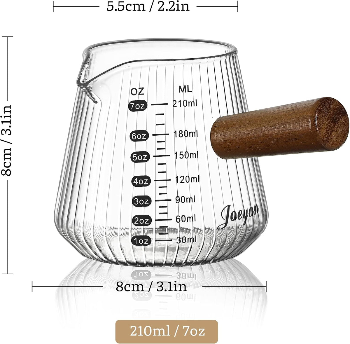 Joeyan Espresso Cups 7 oz, Gray Glass Measuring Cup, Espresso Accessories