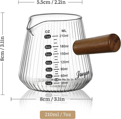 Joeyan Espresso Cups 7 oz, Gray Glass Measuring Cup, Espresso Accessories