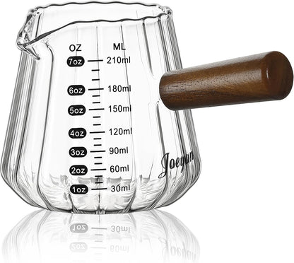 Joeyan Espresso Cups 7 oz, Gray Glass Measuring Cup, Espresso Accessories