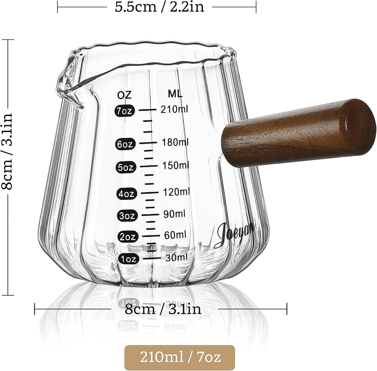 Joeyan Espresso Cups 7 oz, Gray Glass Measuring Cup, Espresso Accessories