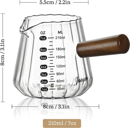 Joeyan Espresso Cups 7 oz, Gray Glass Measuring Cup, Espresso Accessories