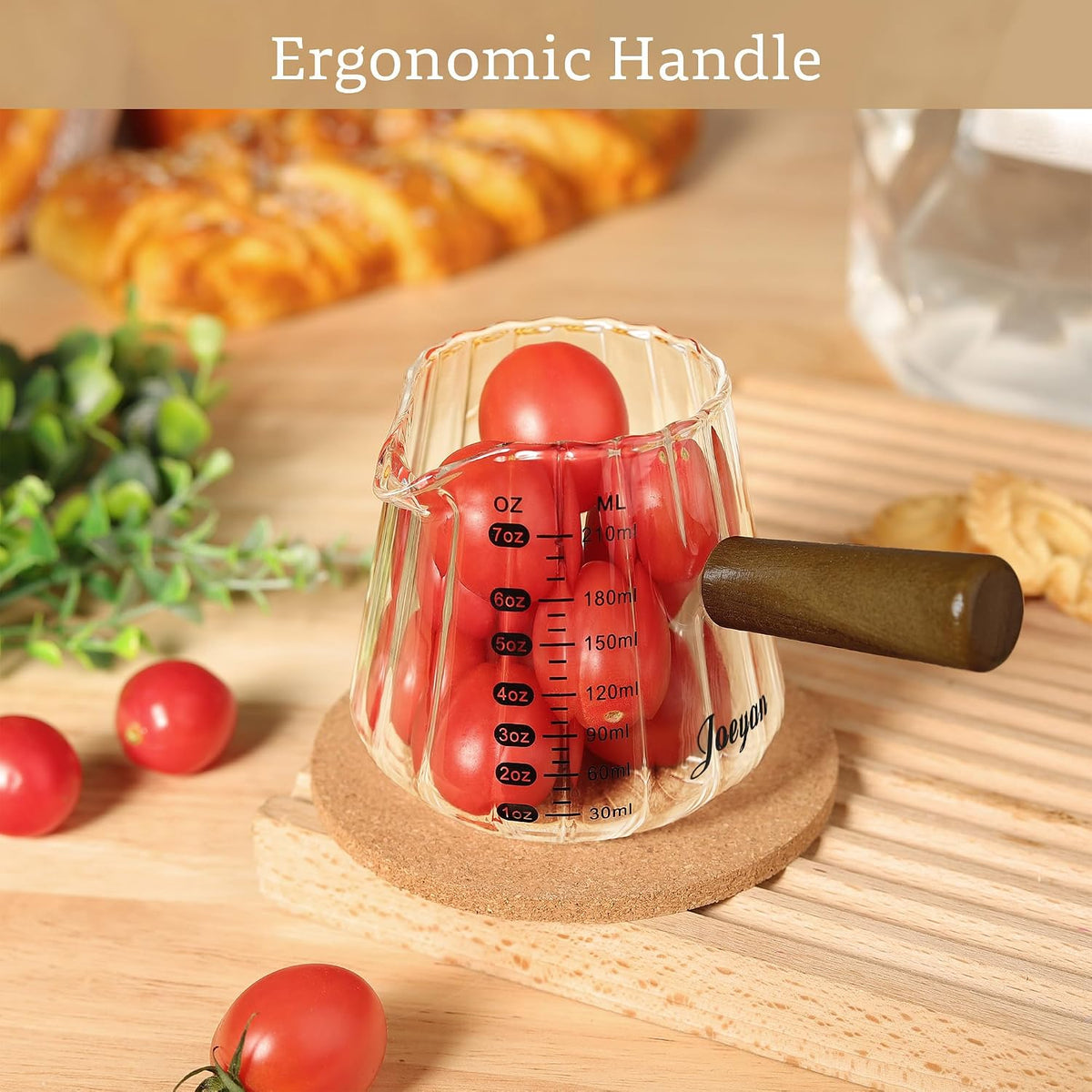 Joeyan Espresso Cups 7 oz, Gray Glass Measuring Cup, Espresso Accessories