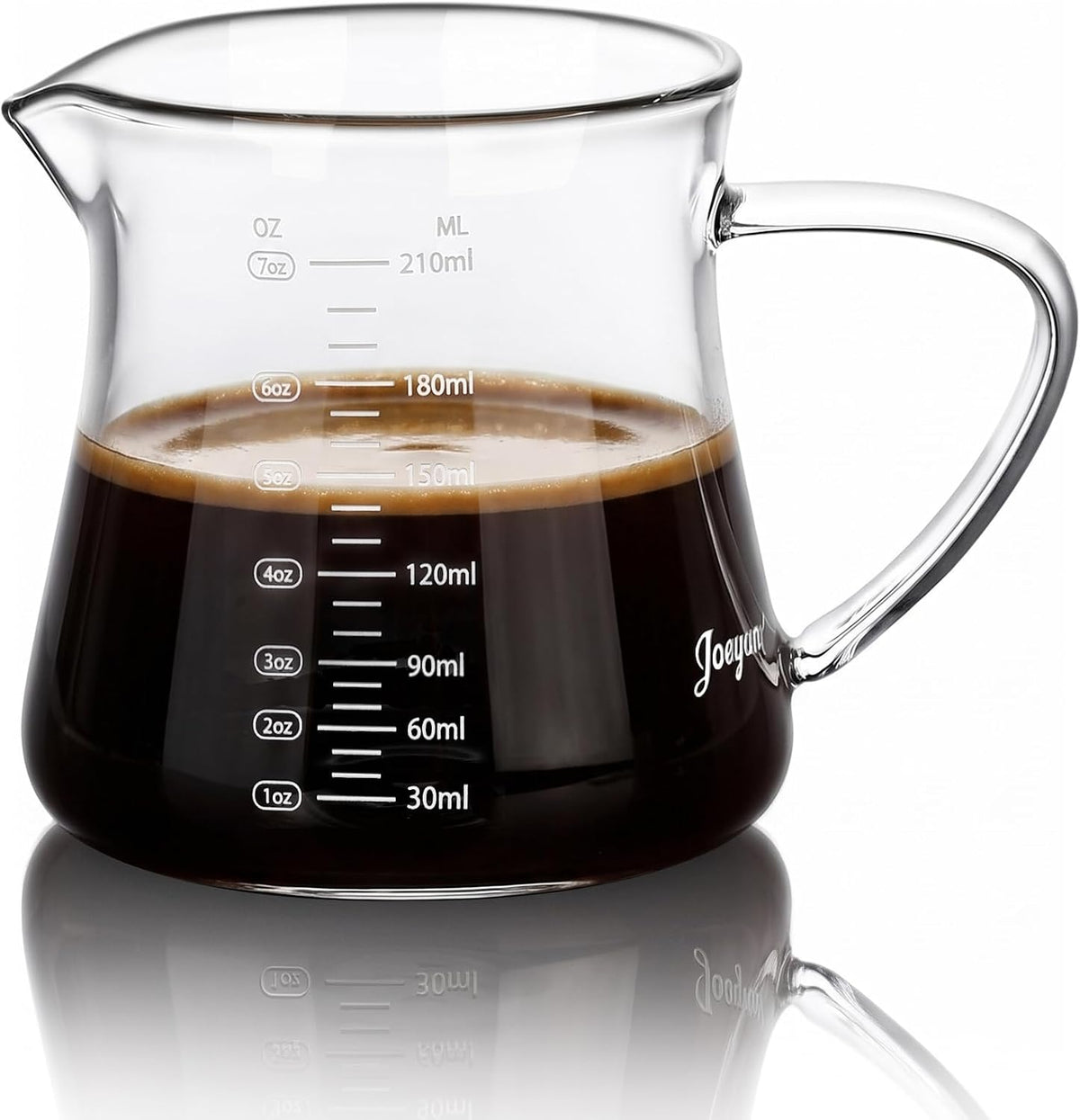 Joeyan Espresso Cups 7 oz, Gray Glass Measuring Cup, Espresso Accessories