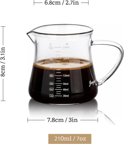 Joeyan Espresso Cups 7 oz, Gray Glass Measuring Cup, Espresso Accessories