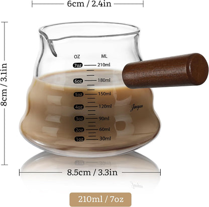 Joeyan Espresso Cups 7 oz, Gray Glass Measuring Cup, Espresso Accessories