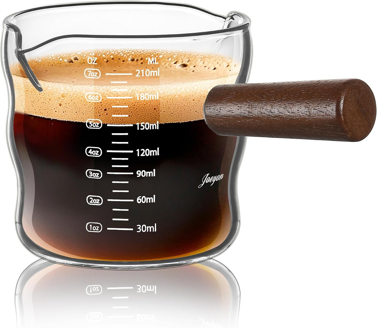 Joeyan Espresso Cups 7 oz, Gray Glass Measuring Cup, Espresso Accessories