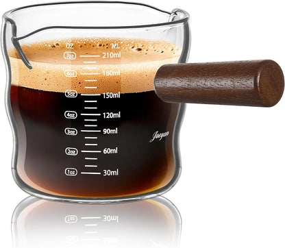 Joeyan Espresso Cups 7 oz, Gray Glass Measuring Cup, Espresso Accessories