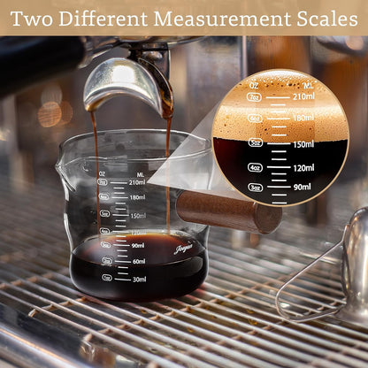Joeyan Espresso Cups 7 oz, Gray Glass Measuring Cup, Espresso Accessories