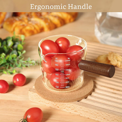 Joeyan Espresso Cups 7 oz, Gray Glass Measuring Cup, Espresso Accessories