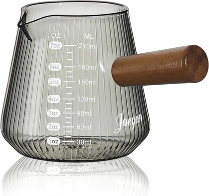 Joeyan Espresso Cups 7 oz, Gray Glass Measuring Cup, Espresso Accessories