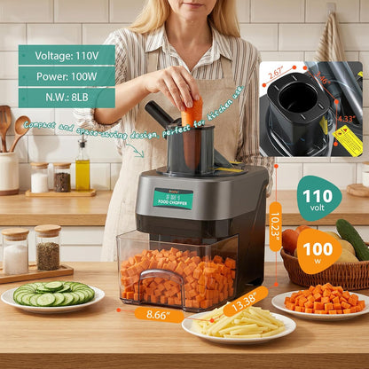 3 in 1 Electric Vegetable Chopper, Commercial Dicer Slicer Shredder